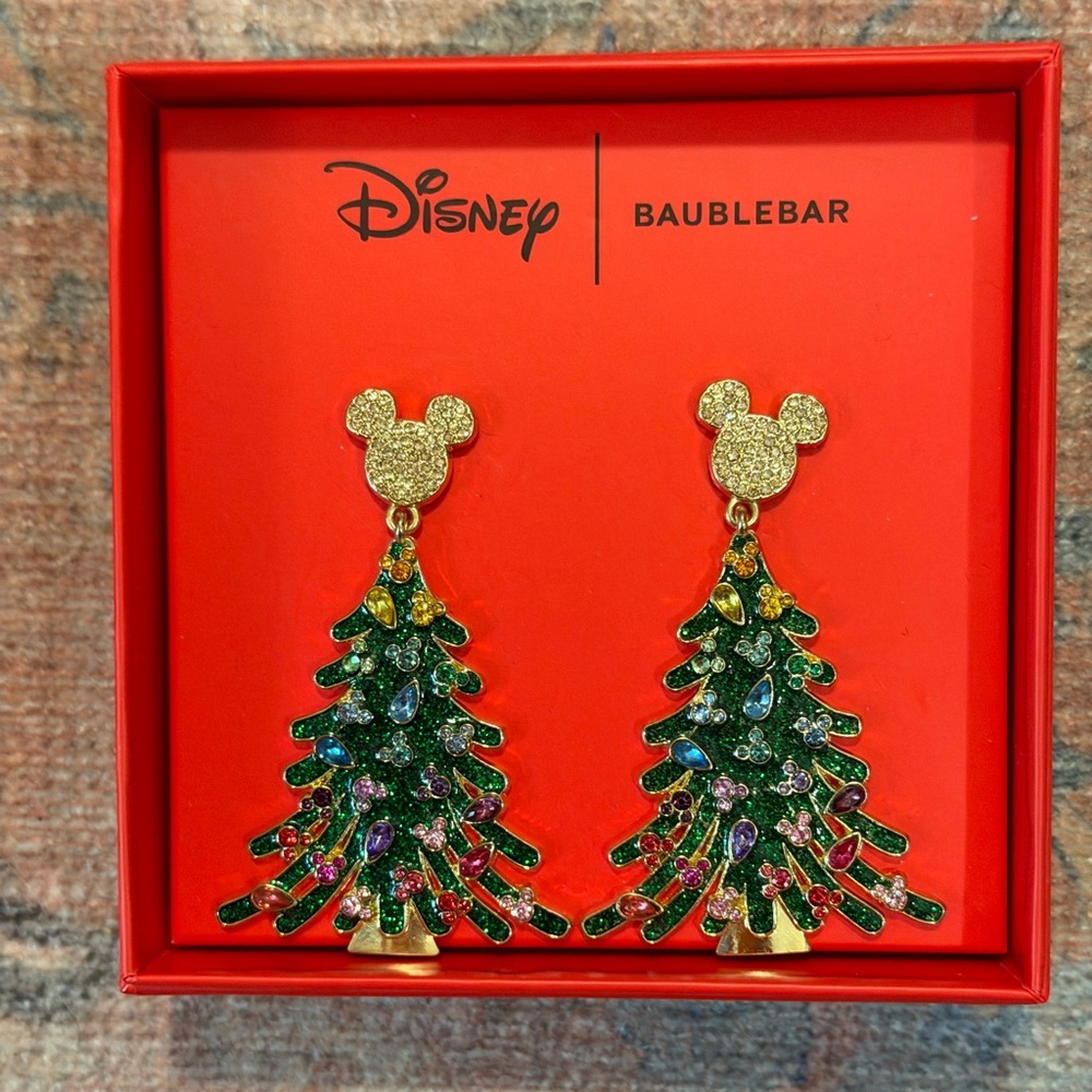 Disney X Baublebar Christmas Tree Mickey Mouse Ornaments Dangle Earrings